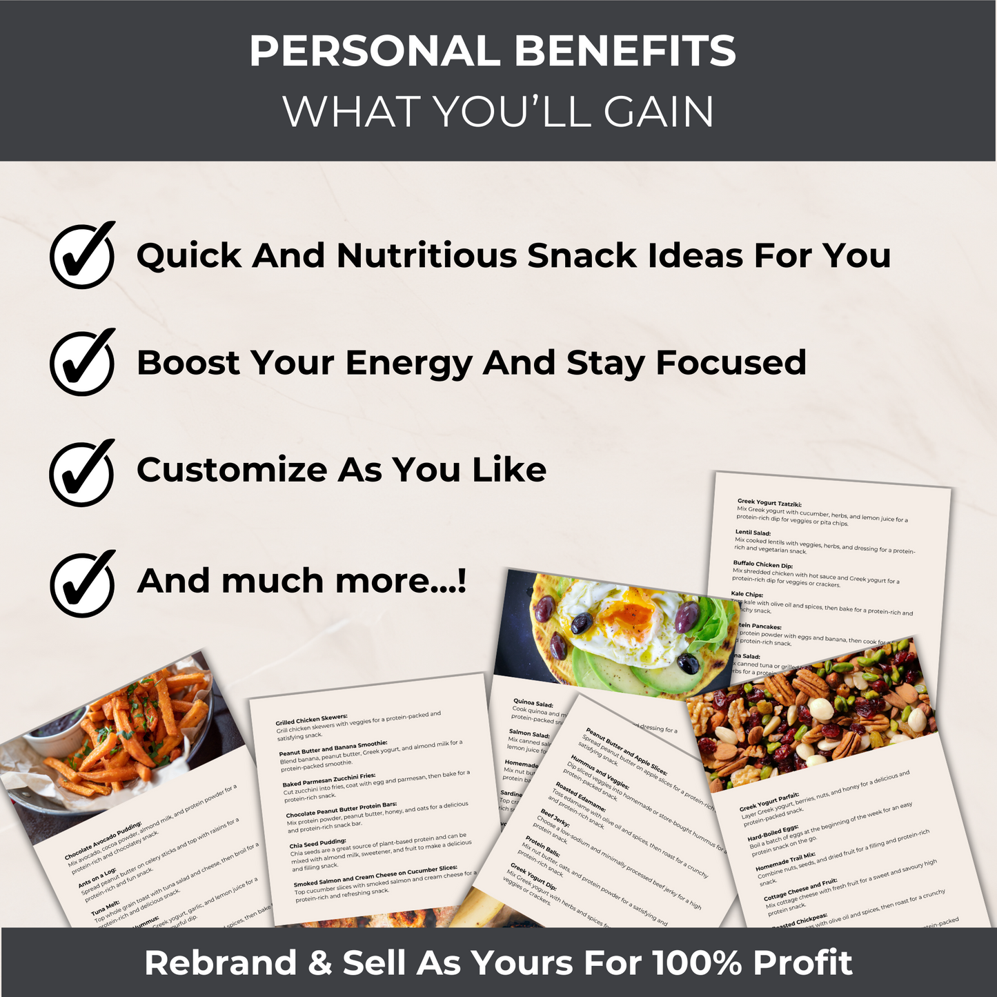 60 High Protein Snack Ideas - PLR